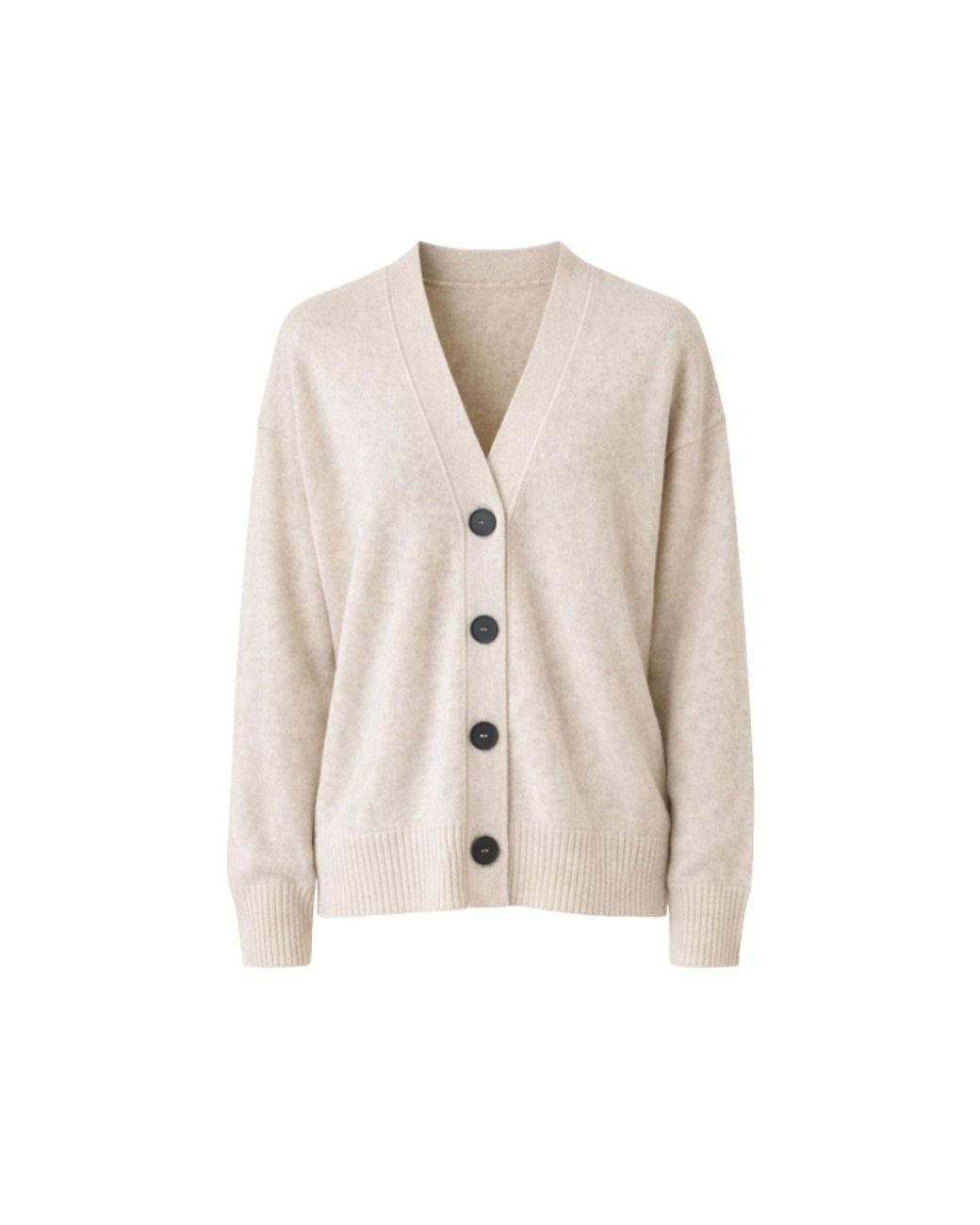 Nuvv Collection Natural Neutrals Button-Front Long-Sleeve Fine Wool Cardigan – Italian Yarn