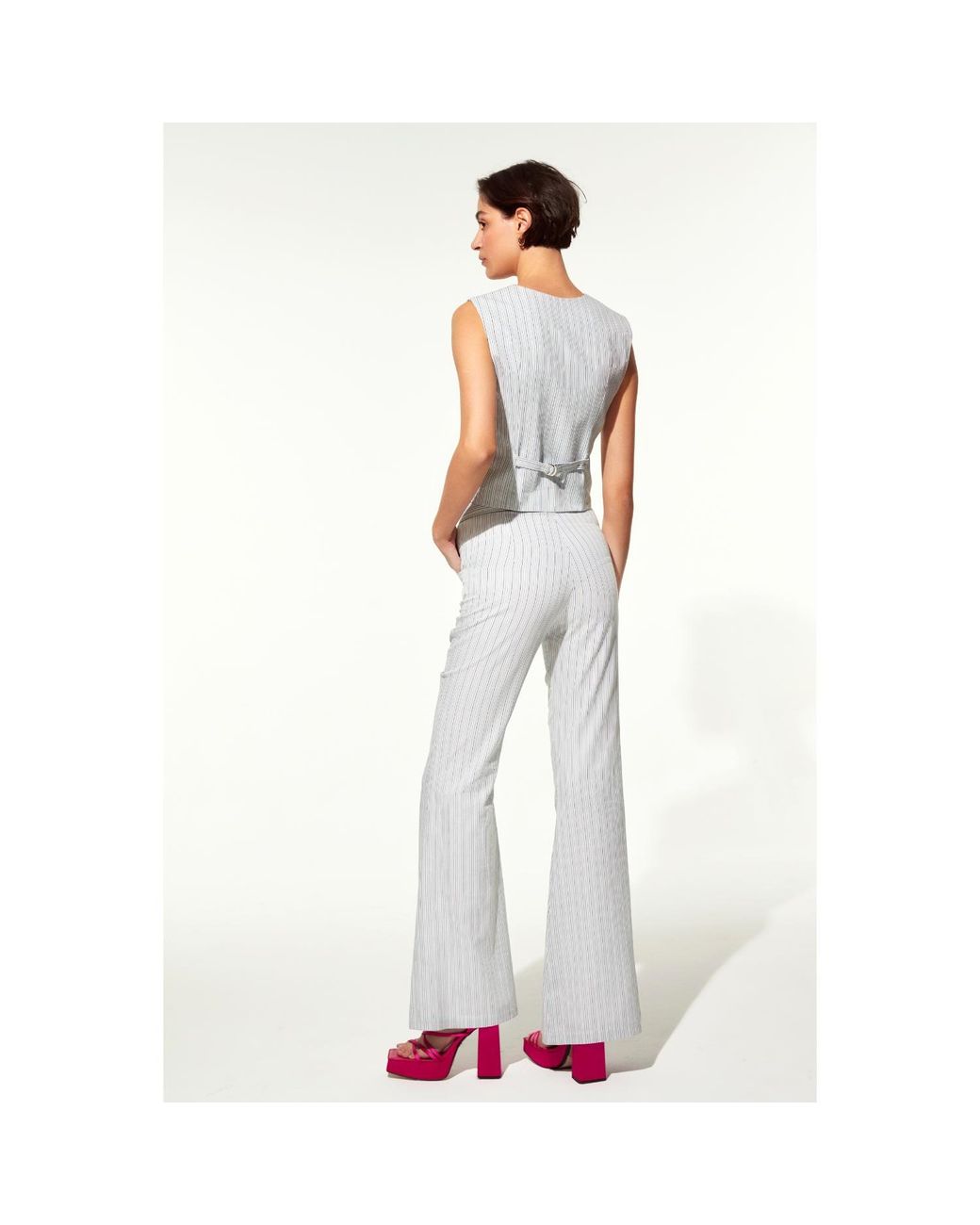NAZLI CEREN Blue Lyra Cotton Waistcoat