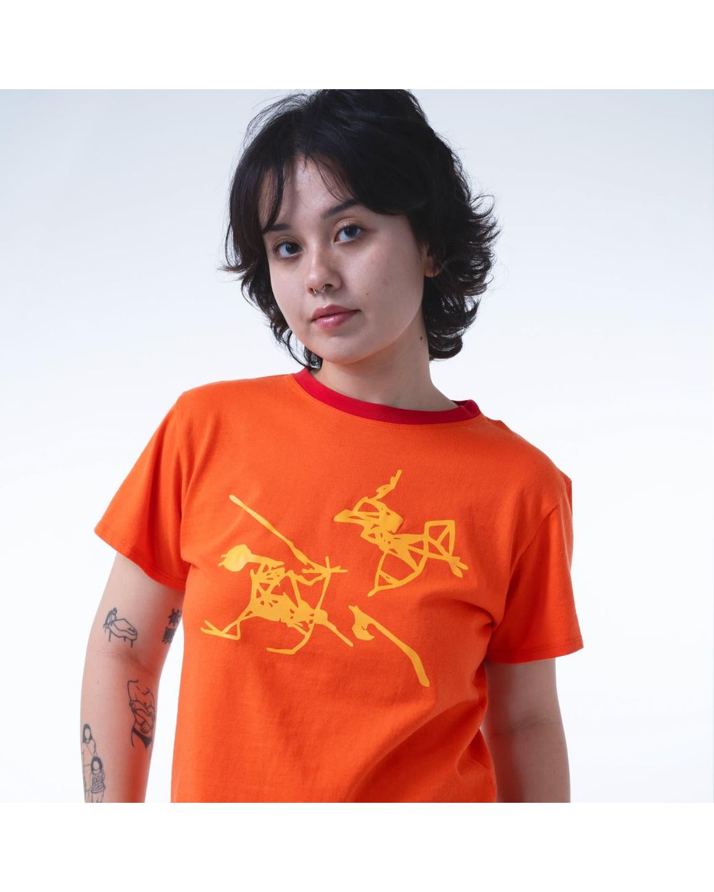 Lilia Munn Orange Boxy Organic Cotton Graphic Tee – for men