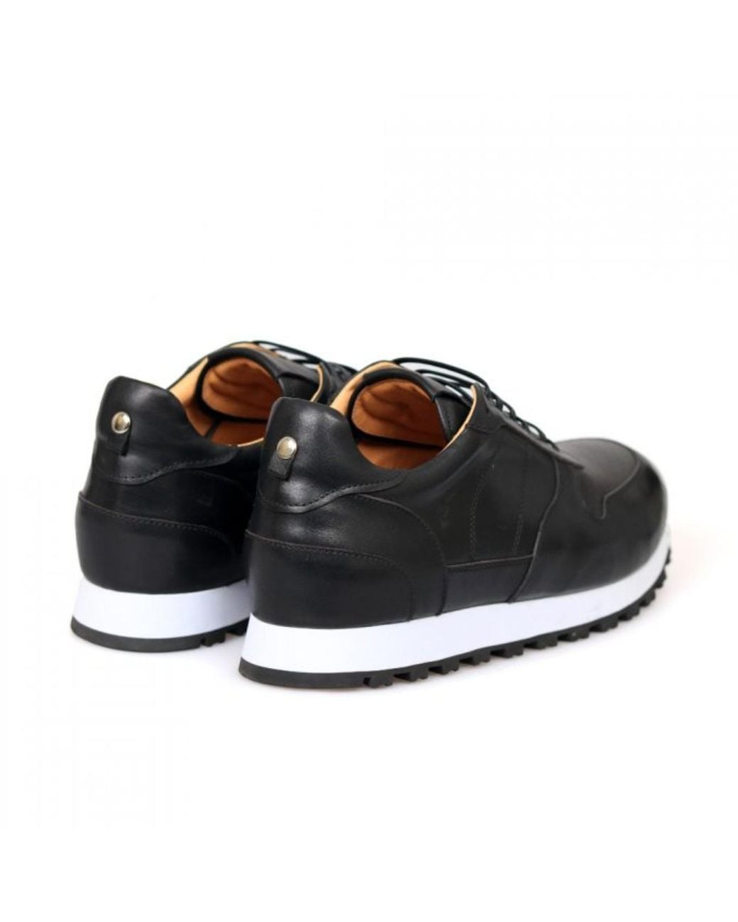 DAVID WEJ Black Leather Smart Sneakers – for men