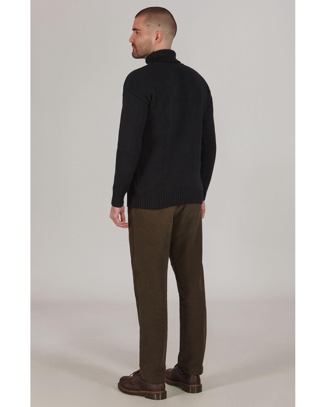 Paul James Knitwear Blue Heavyweight Cotton Arthur Submariner Roll Neck Jumper for men