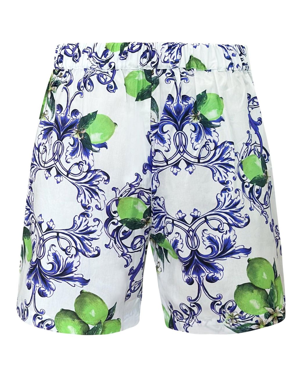 Perlavera Blue Clue Lemon Print Cotton Short