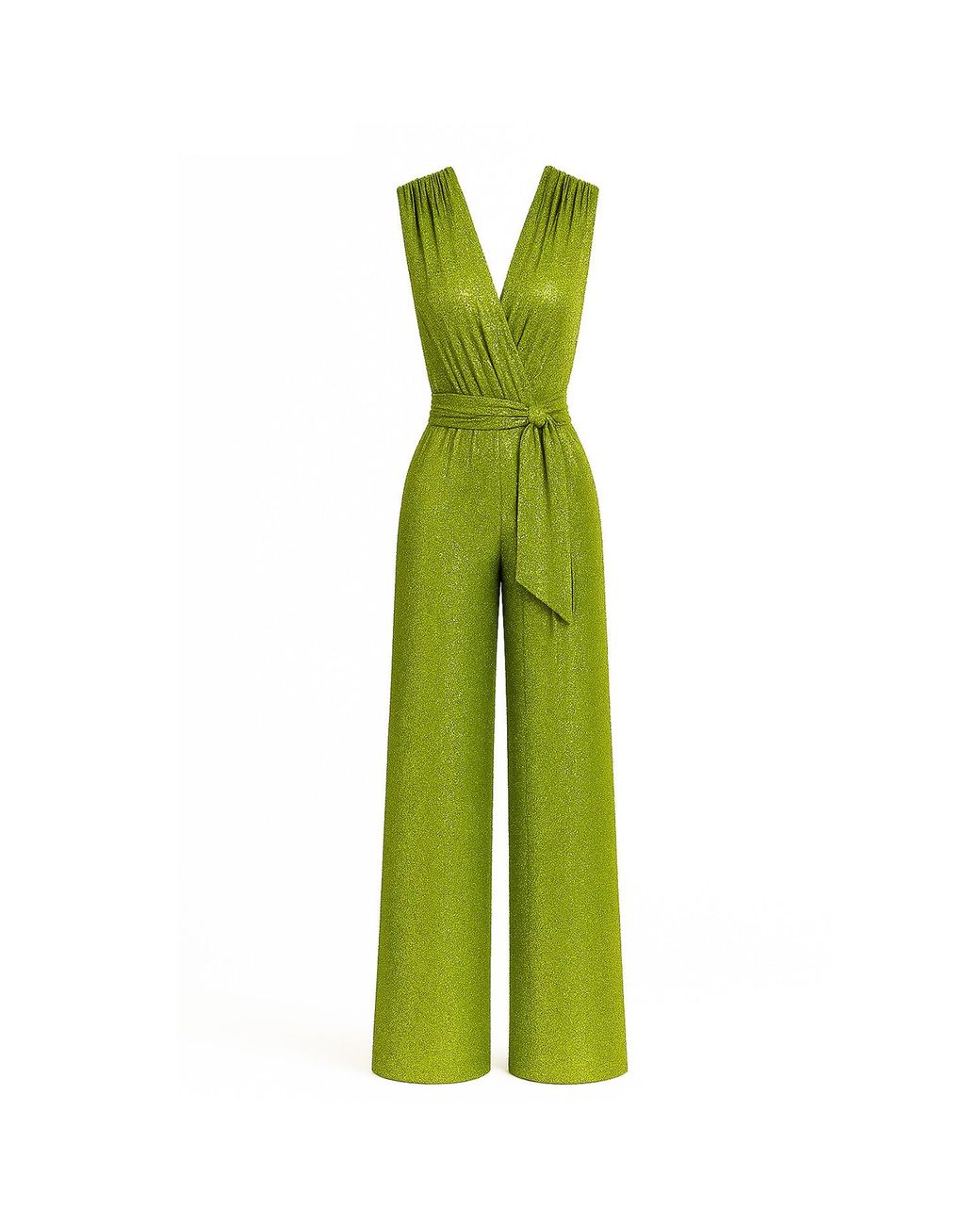 Richa Sharma Green Handmade Pleated Sequin Jumpsuit