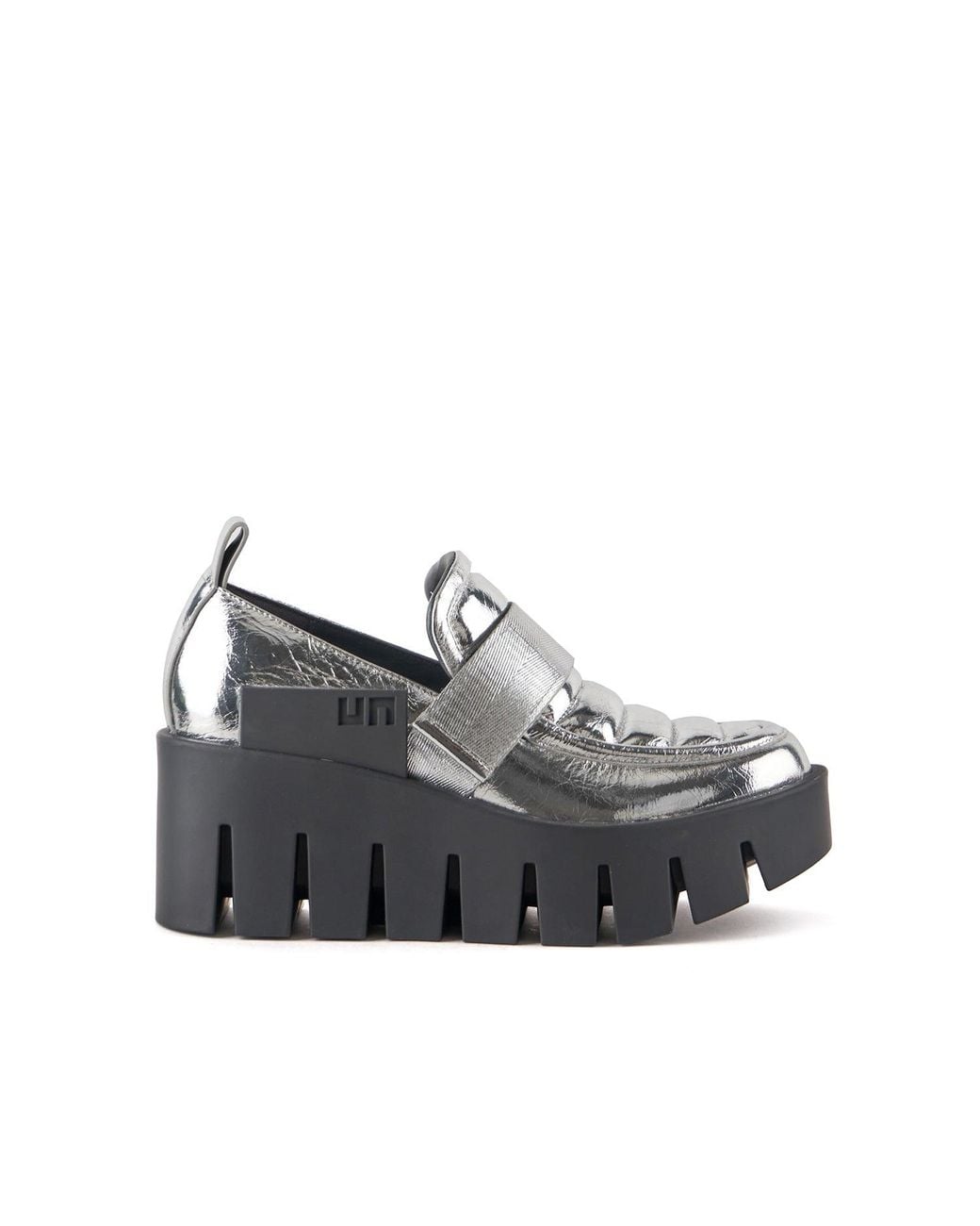United Nude Gray Quilted Leather Platform Loafers