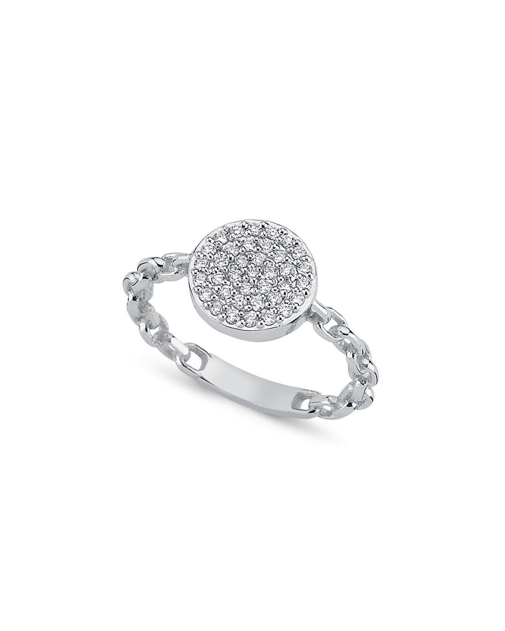 Ecce | Artisan Diamonds Metallic 14K Solid Round Pave Diamond Chain Ring