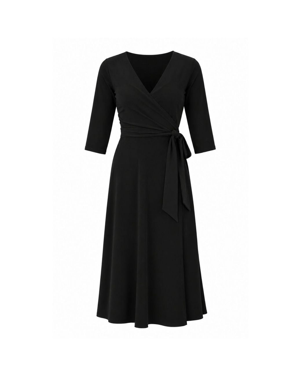 SACHA DRAKE Black Three Quarter Sleeve Reversible Jersey Wrap Dress