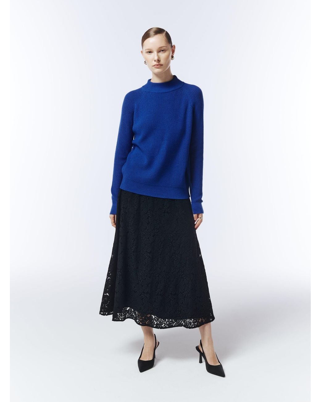 Sour Figs Blue Structured High-Neck Jumper