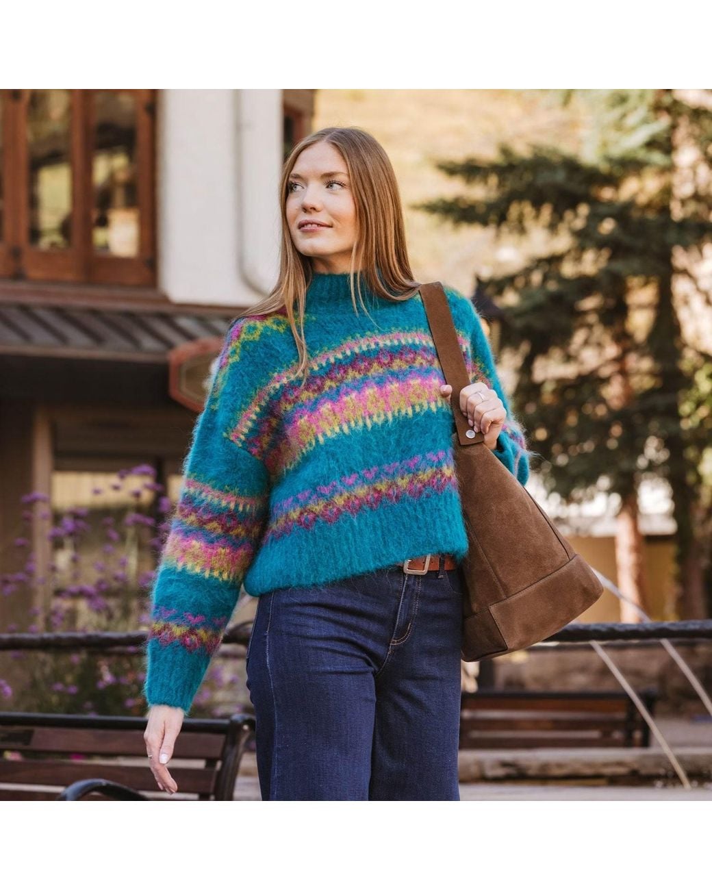 Krimson Klover Blue Celine Mock Neck