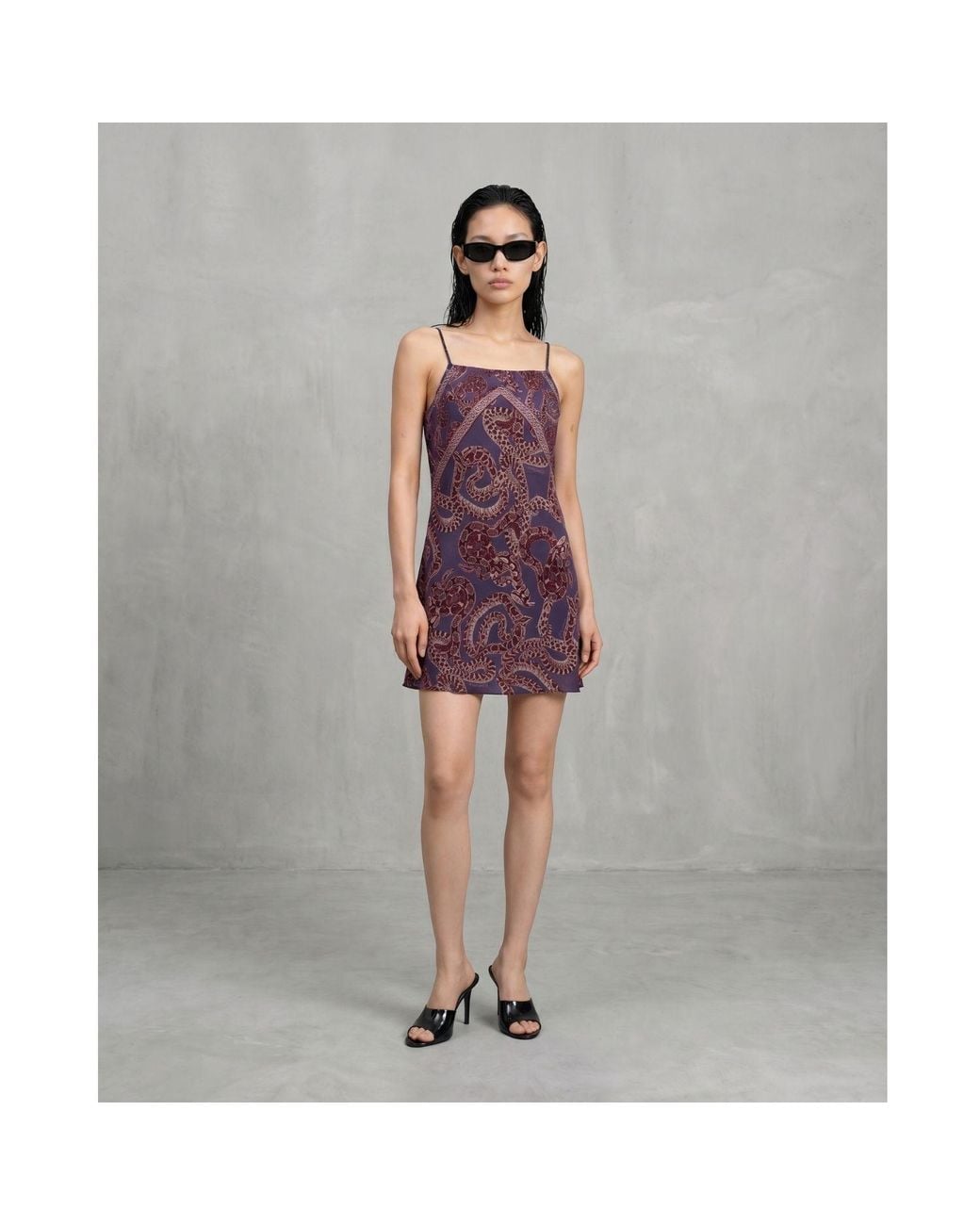 Monzlapur New York Purple Silk Snake Scarf Dress