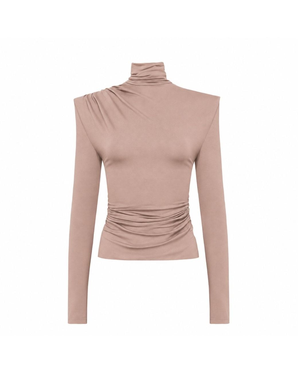 Mandragora Pink Neutrals Turtleneck With Draping Varo Cappuccino