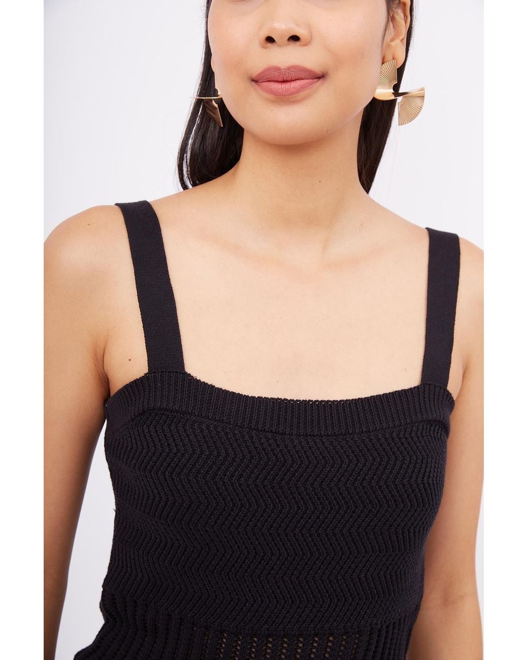Peraluna Black Iris Openwork Harringborn Knit Playsuit
