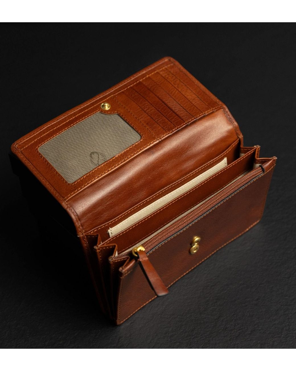 Time Resistance Brown Leather Continental Wallet
