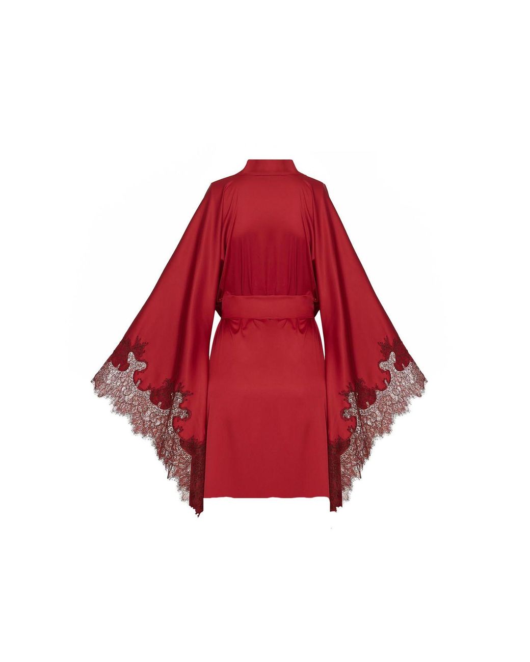 Avenue 8 Red Lace Mini Silk Robe