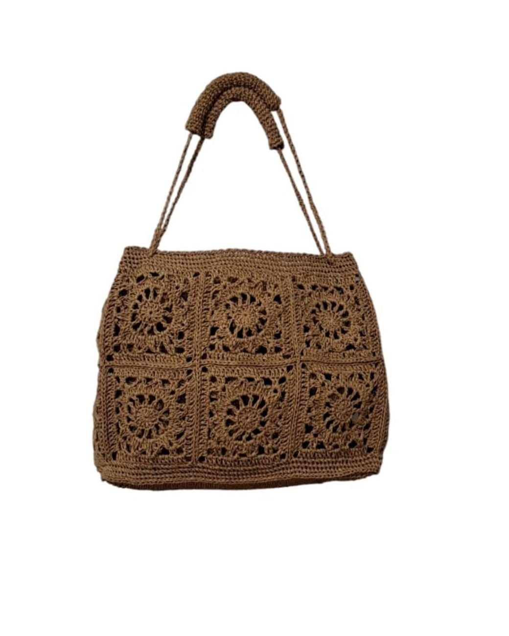 Springmoonatelier Brown Handcrafted Raffia Elegance Bag