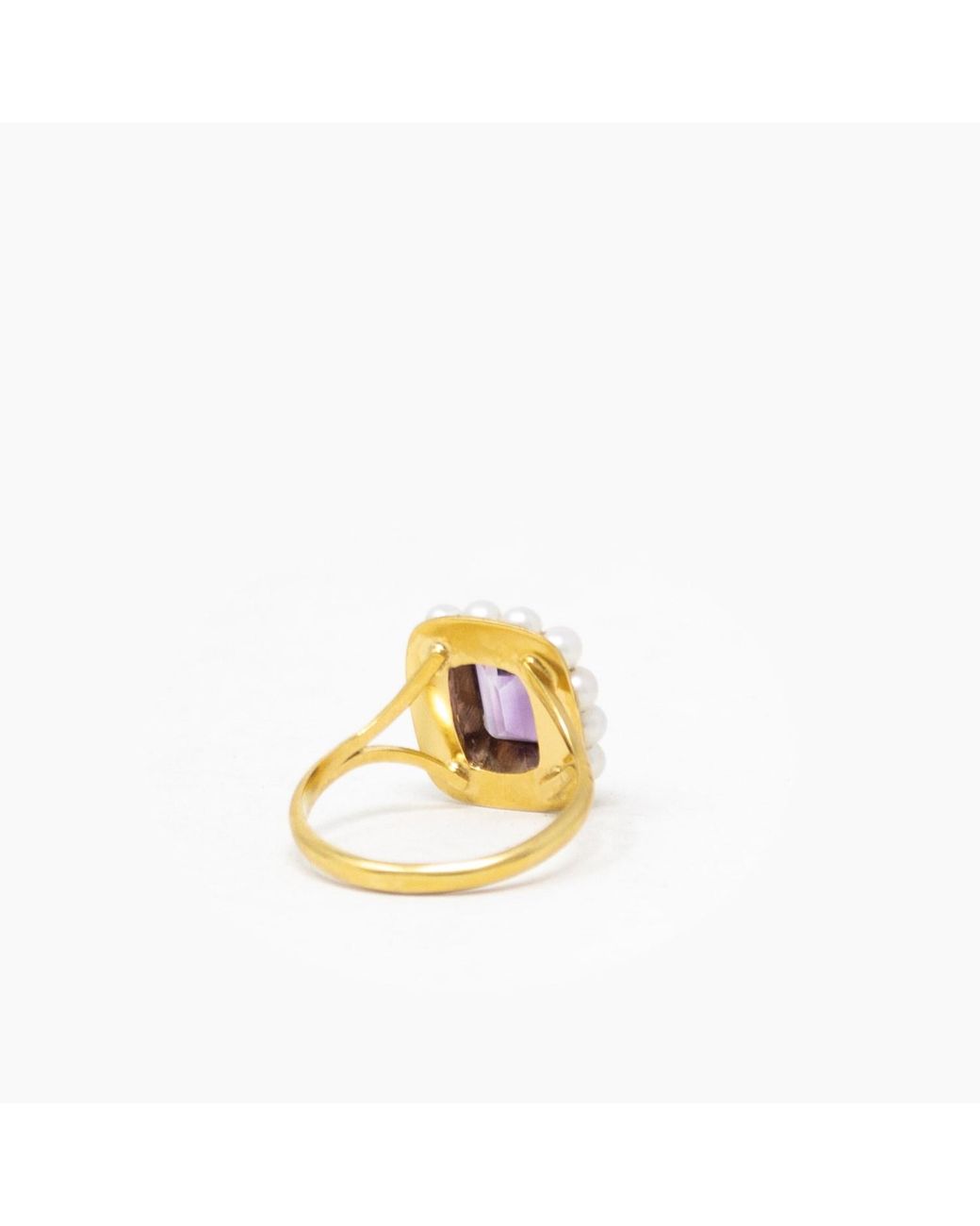 Vintouch Italy Metallic Luccichio Amethyst And Pearl Stacking Ring