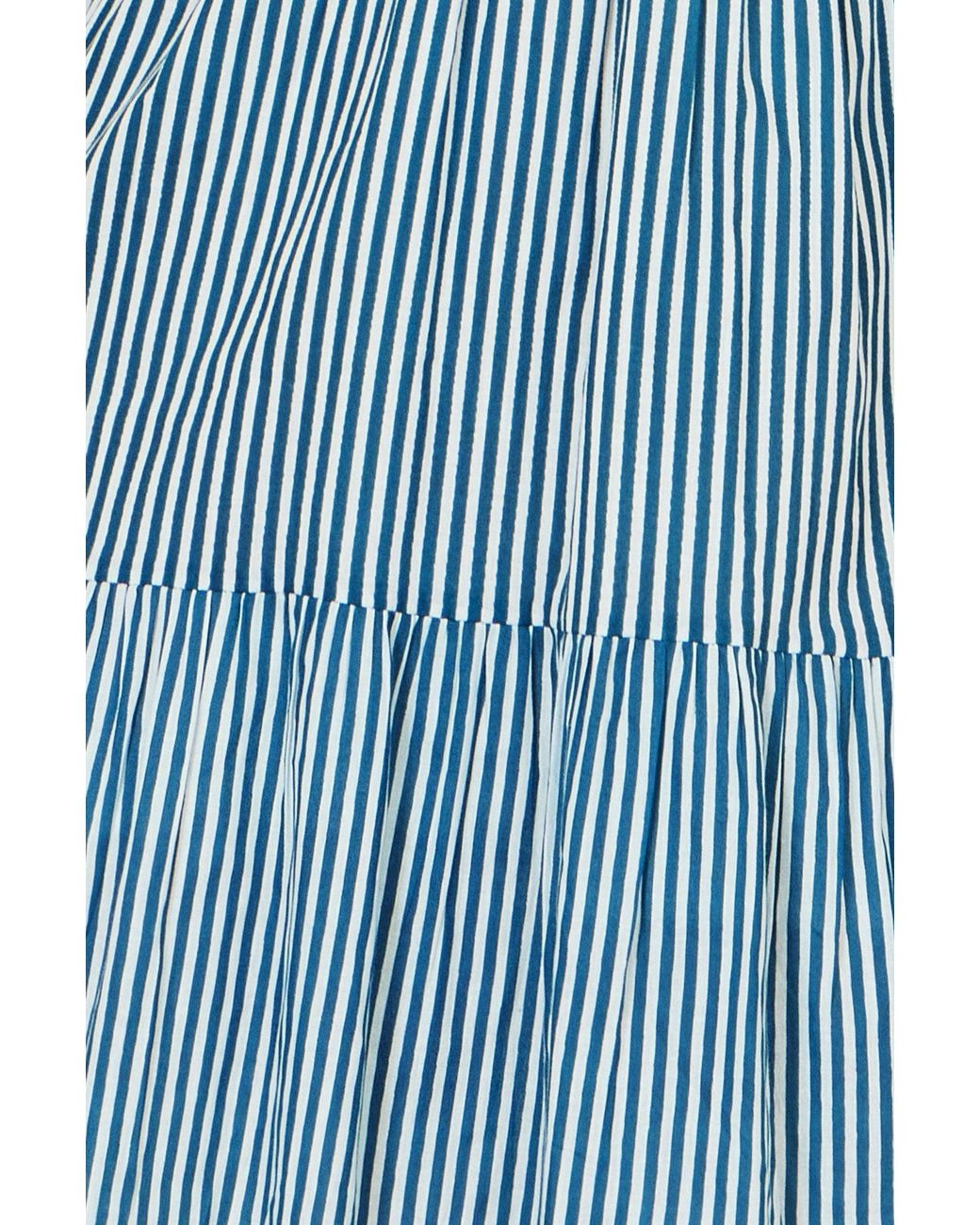 Yumi' Blue Stripe Cotton Mini Sun Dress