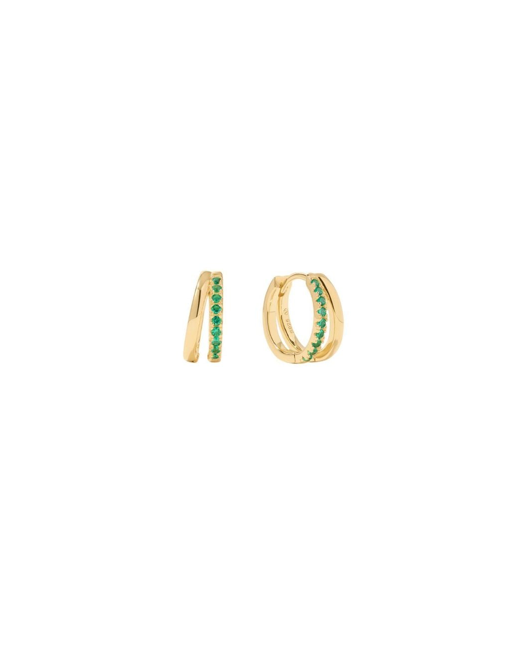 Vanhi Metallic Kira Crystal Double Hoop Huggies