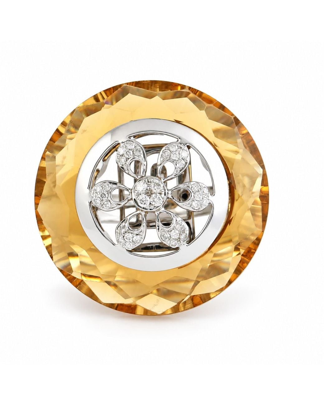 Artisan Metallic 18K Quartz & Diamond Statement Ring