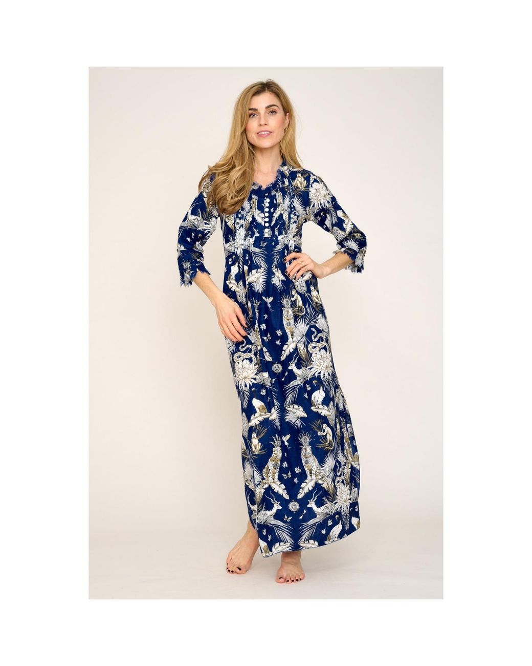 At Last Blue Cotton Annabel Maxi Dress