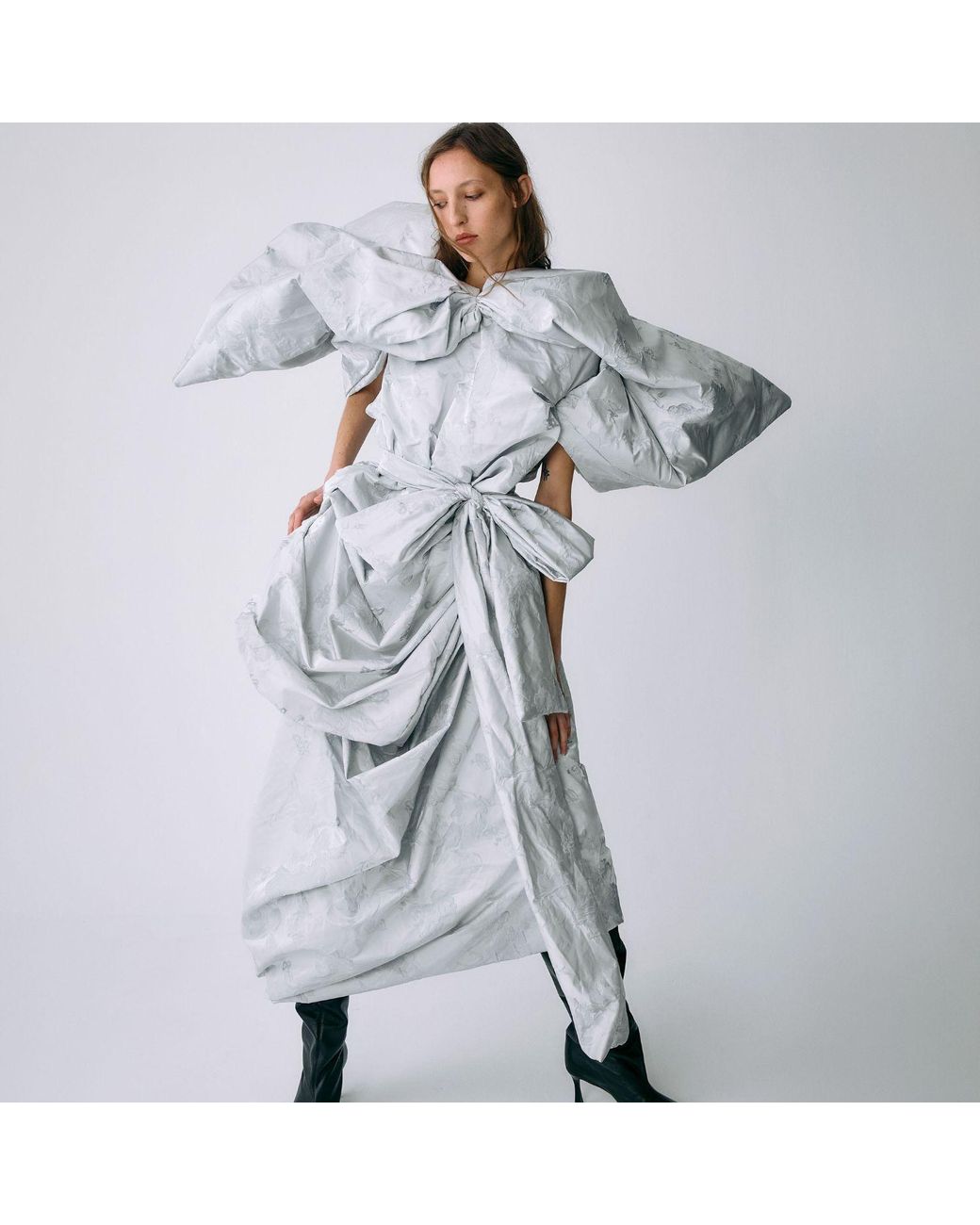 Miro Misljen Gray Sculptural Wrap Dress