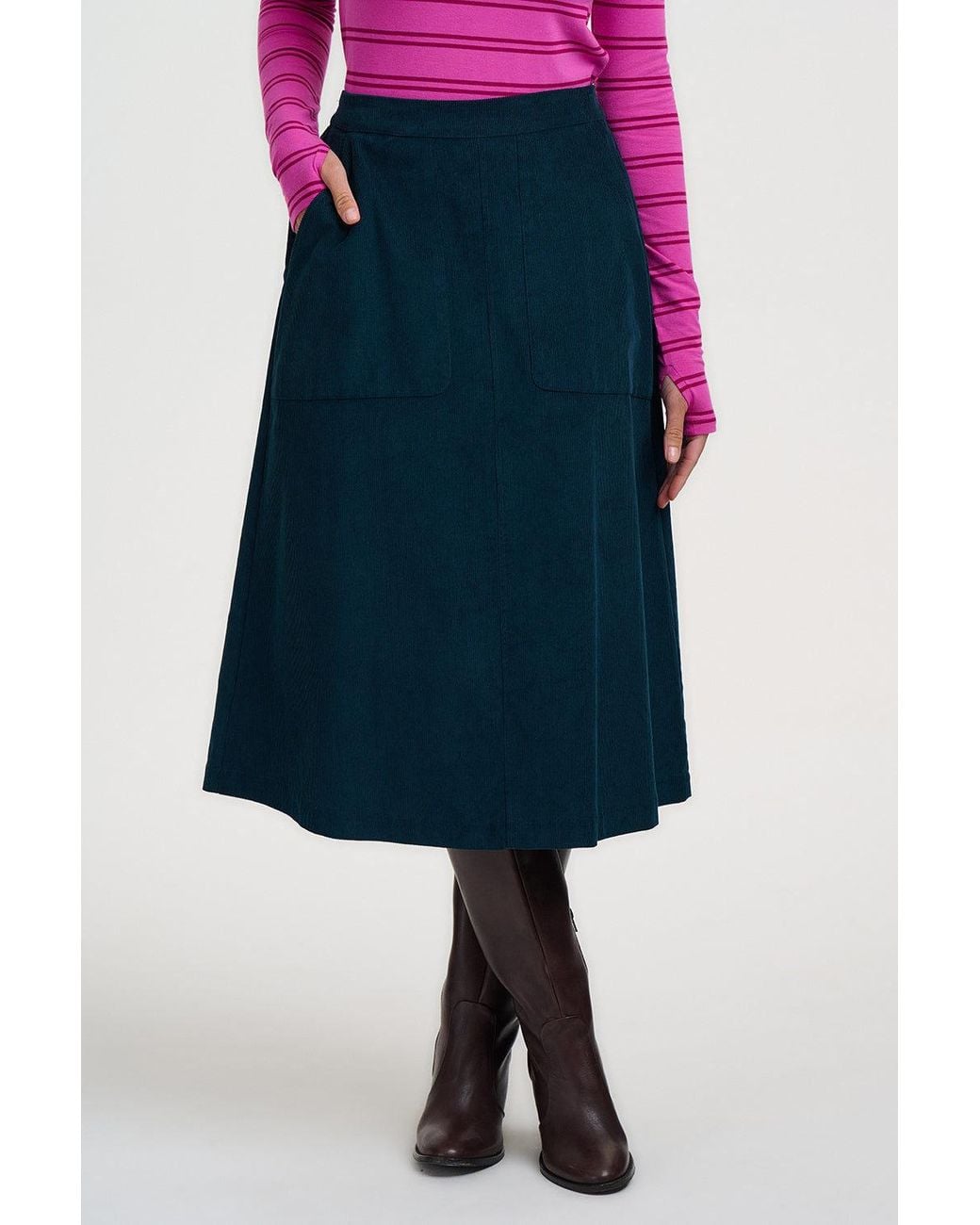 Sugarhill Blue Deirdre Cord Midi Skirt