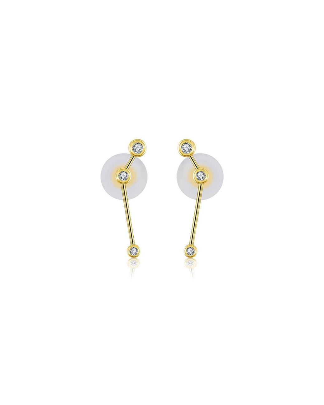Genevieve Collection Metallic Aries Zodiac Constellation Earring 18K & Diamond