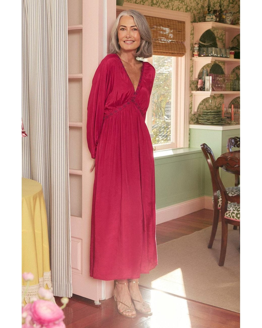 Adrift Clothing Red Margot Billow Dress
