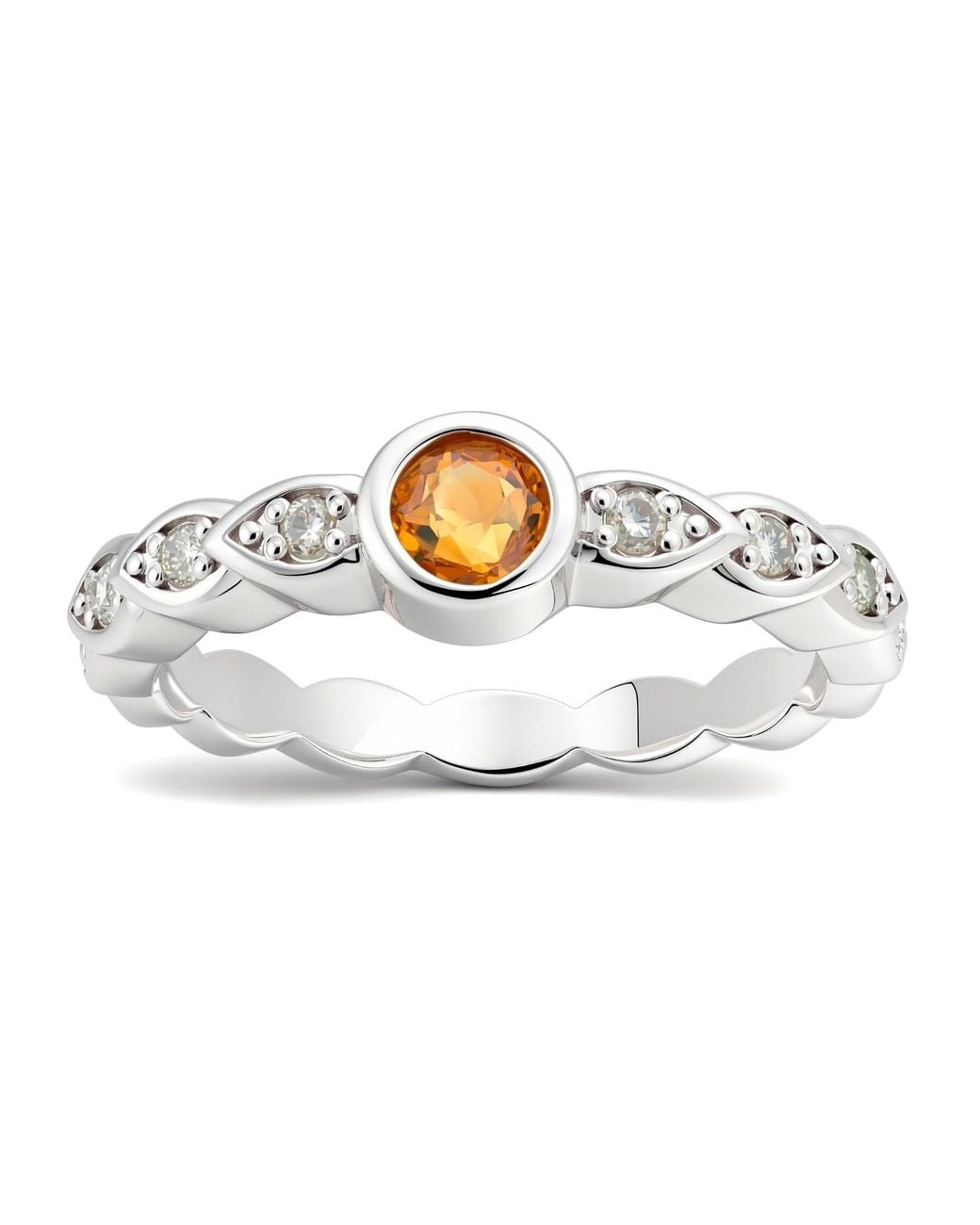 Kylie Harper Metallic Genuine Citrine & Diamond Band Ring
