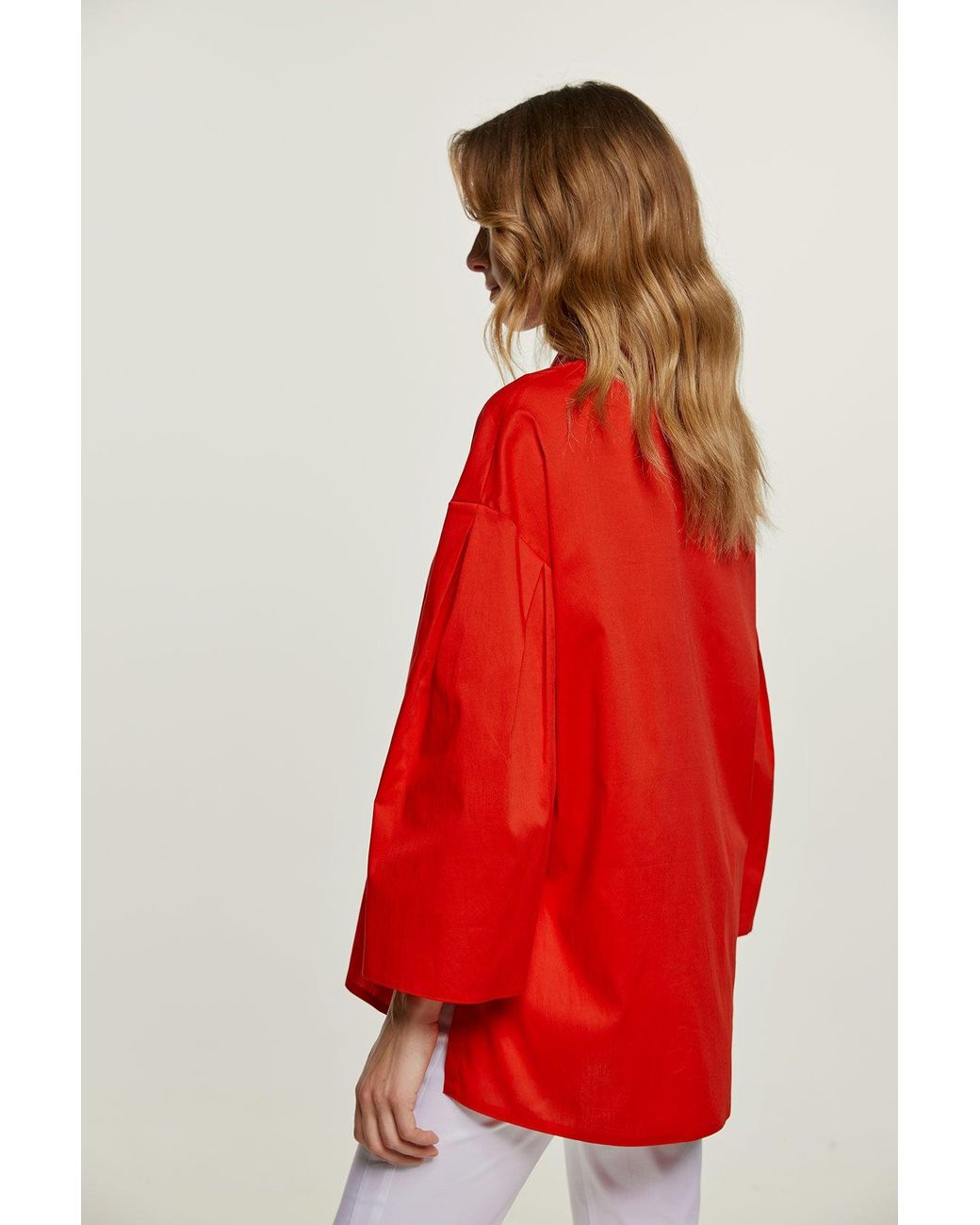 Conquista Red Wide Sleeve Blouse