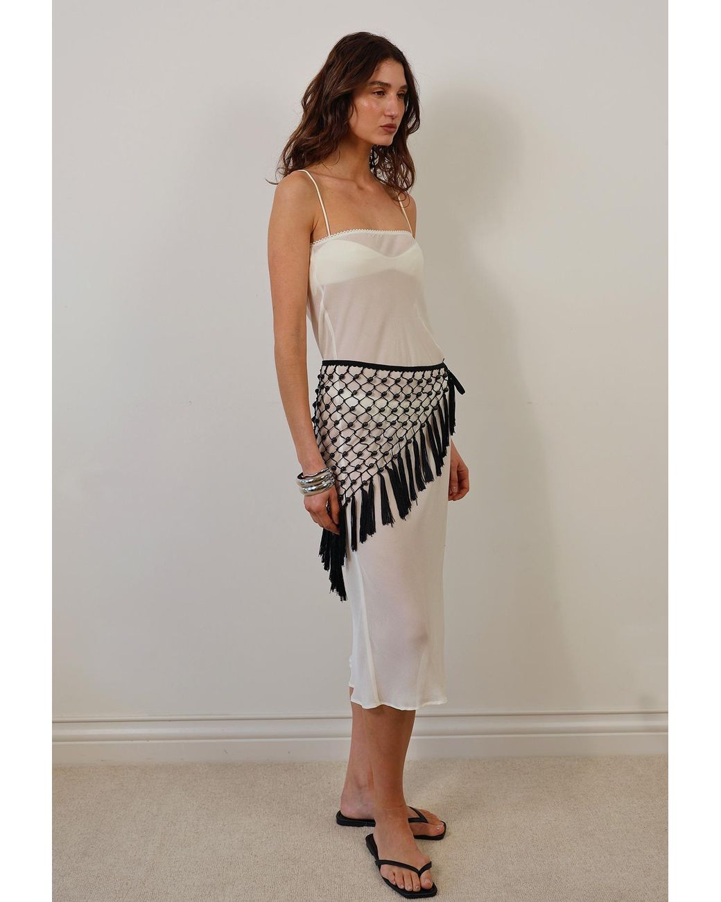 Tohen Black Beaded Scarf