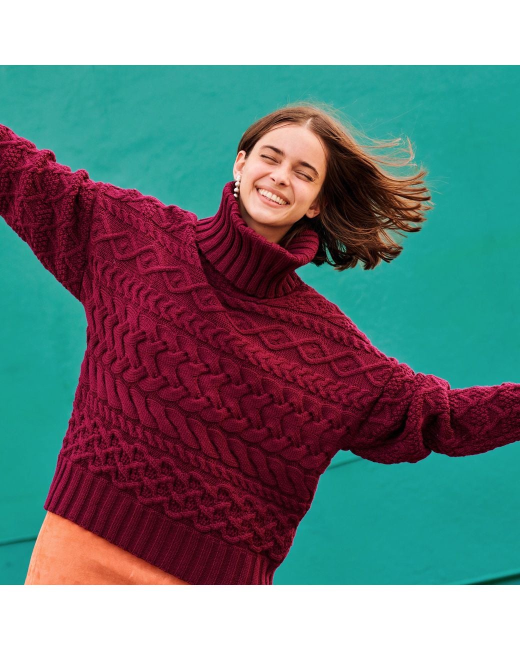 Gigi Knitwear Purple Cable Sweater