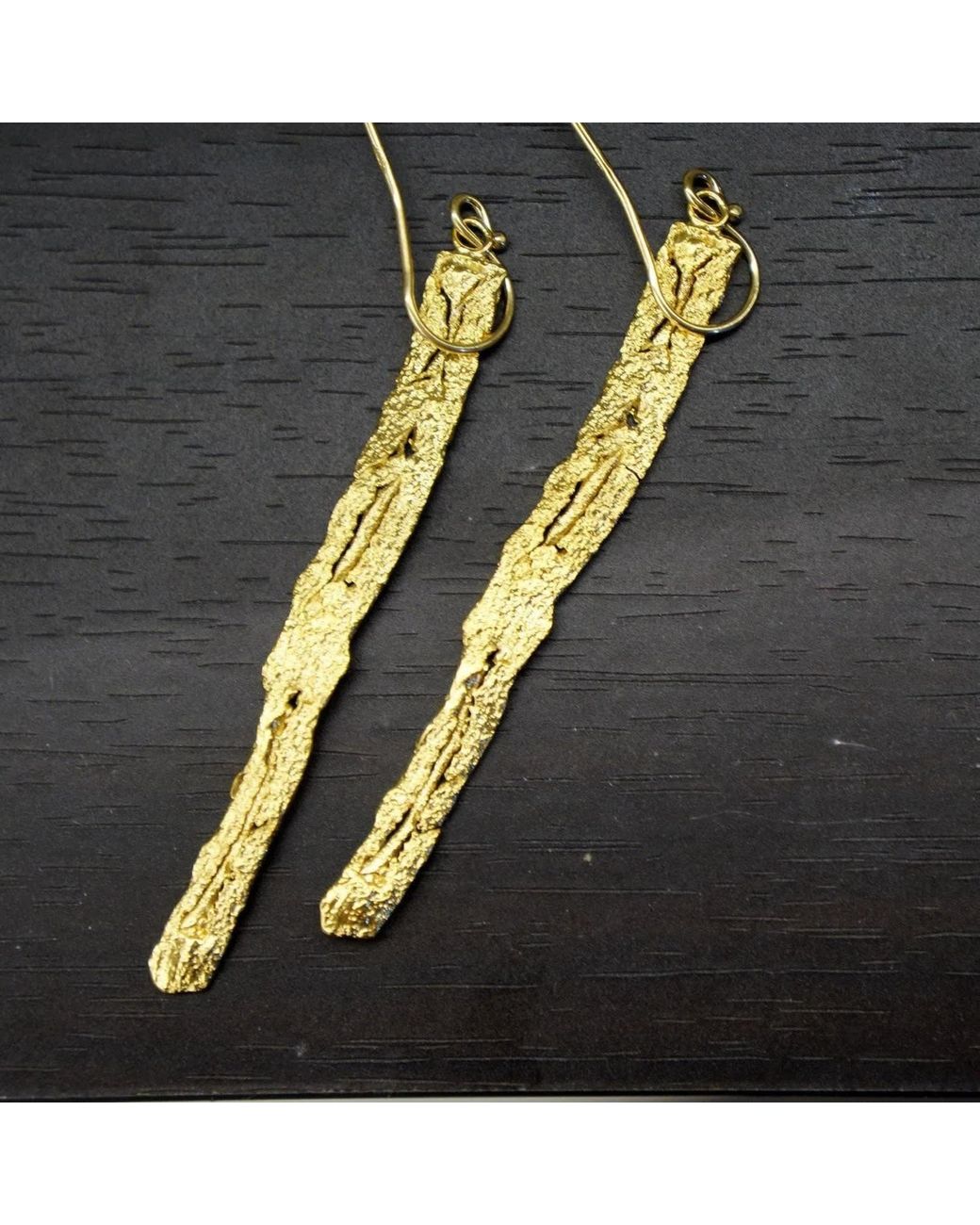 Mother Nature Jewelry Metallic Tree Bark Earrings, Handmade Statement Dangles