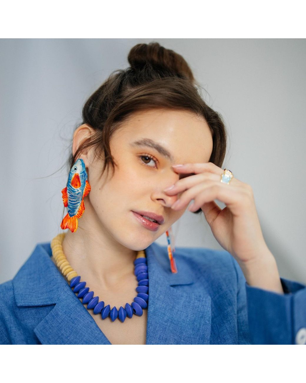 Sunset Magic Studio Blue African Statement Necklace