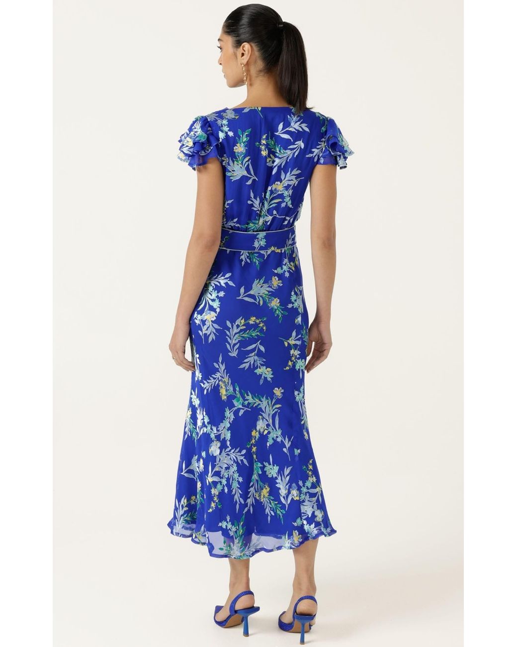 SACHA DRAKE Blue Evelyn Printed Silk-Rayon Midi Dress