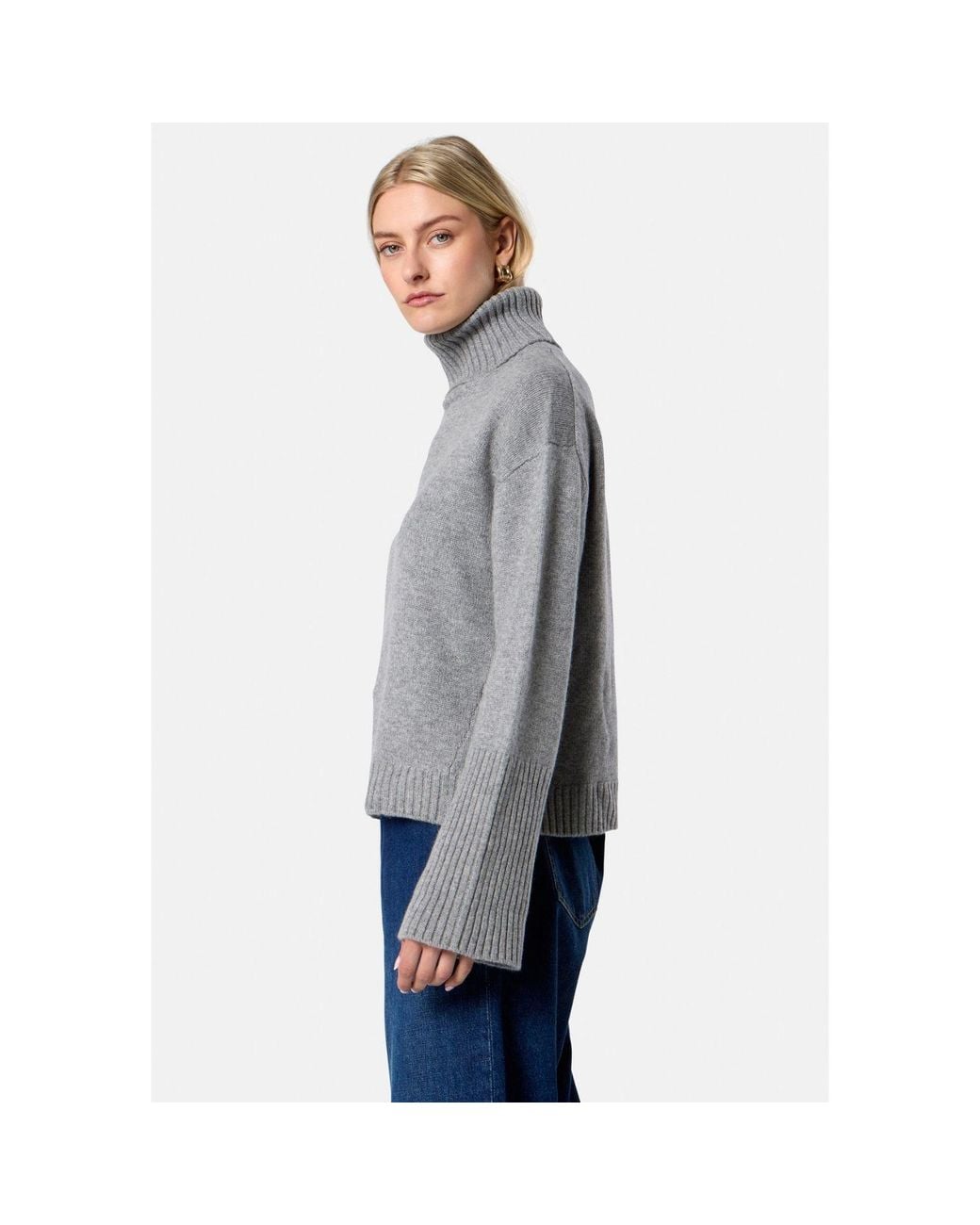 Helen Mcalinden Gray Carol Chunky Marl Cashmere Roll-Neck Sweater