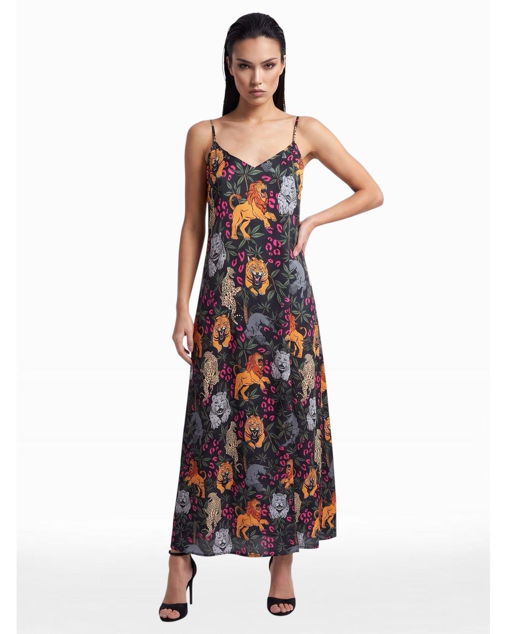 Any Old Iron Blue Big Cats Long Dress