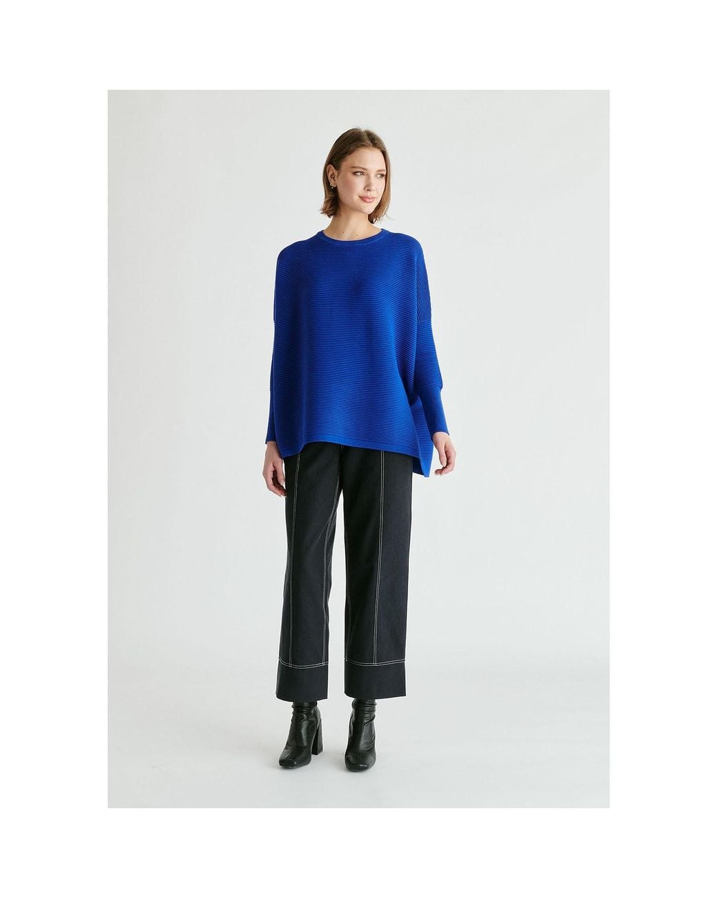 Paisie Blue Ribbed Jumper