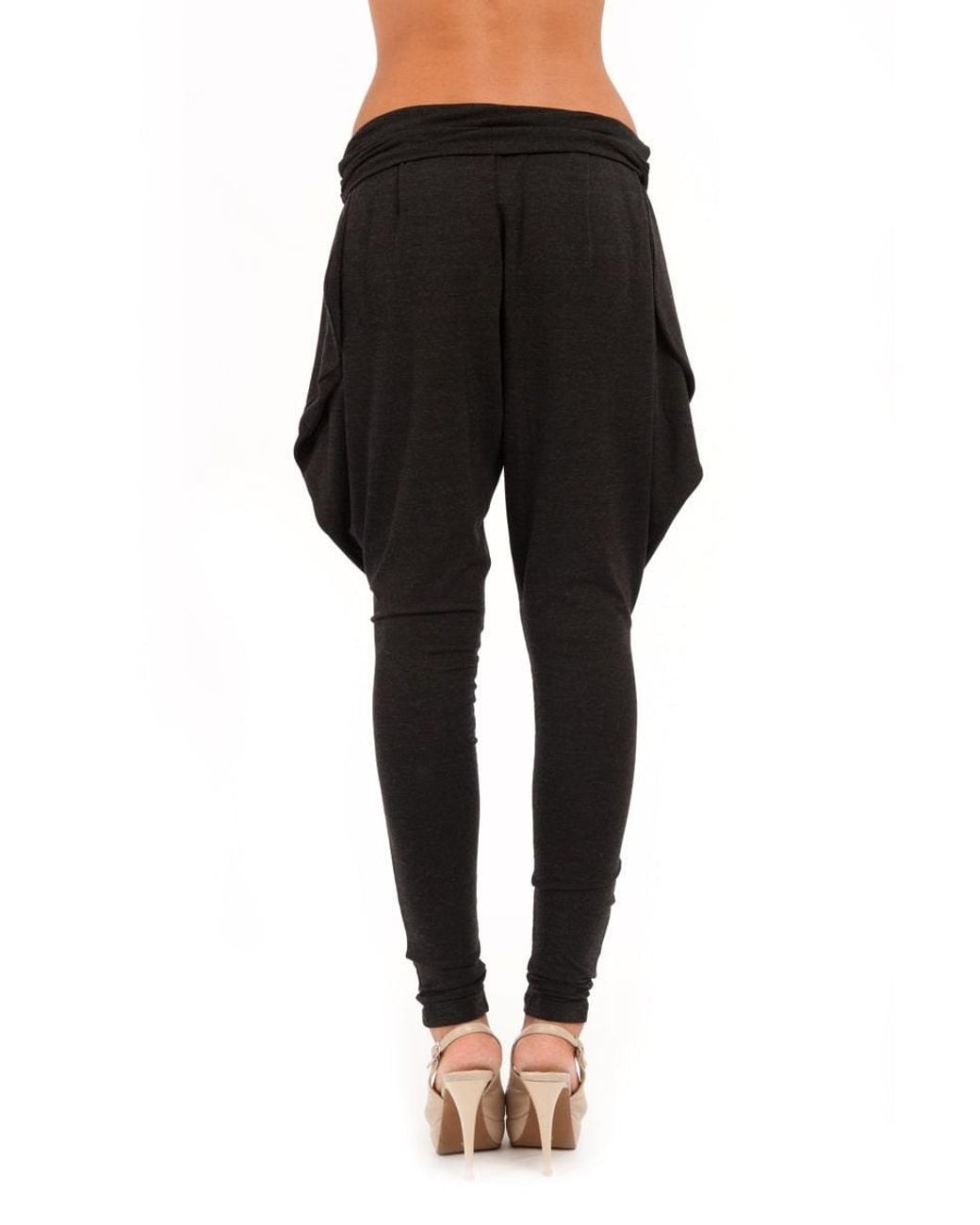Conquista Black Jersey Harem Style Pants With Pockets