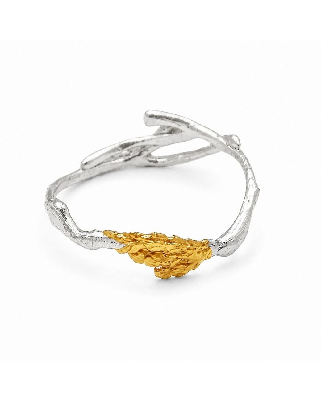 Mother Nature Jewelry Metallic Two-Tone Branch Ring, Handmade Minimalist Ring