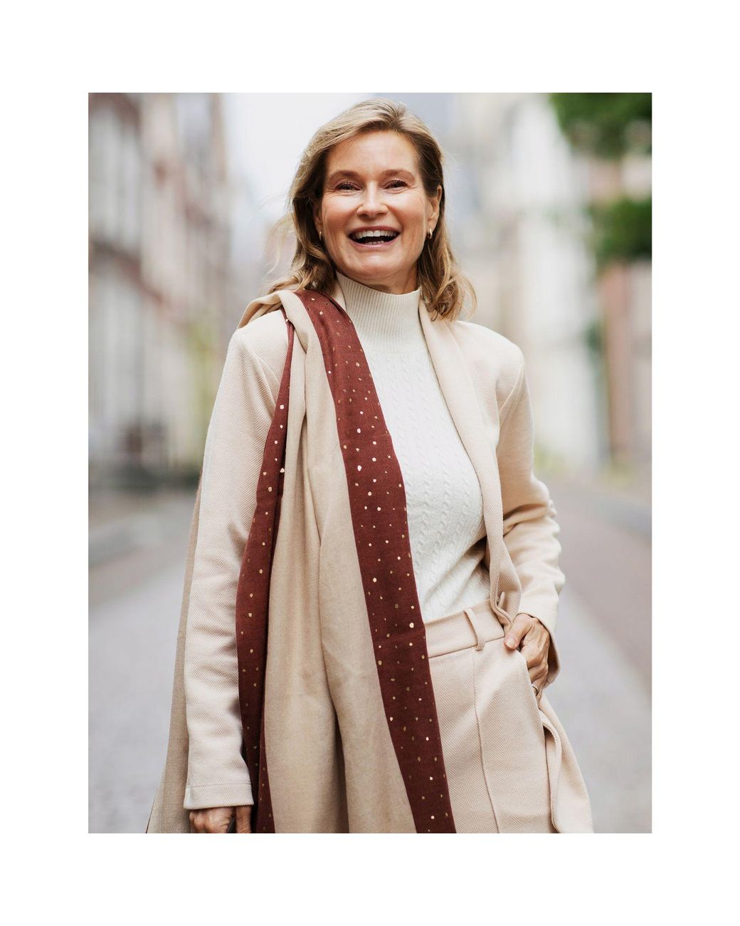 Heritagemoda Brown Neutrals And Reddish Wool Silk Scarf With Shimmer Effect