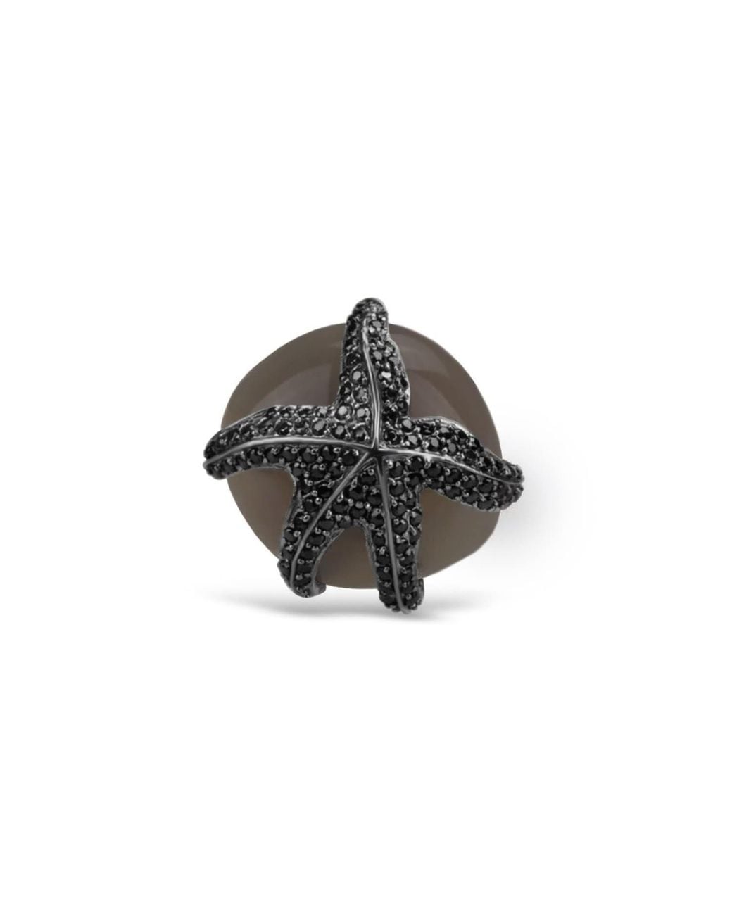 Bellus Domina Black Sterling Agate Umbra Starfish Cocktail Ring