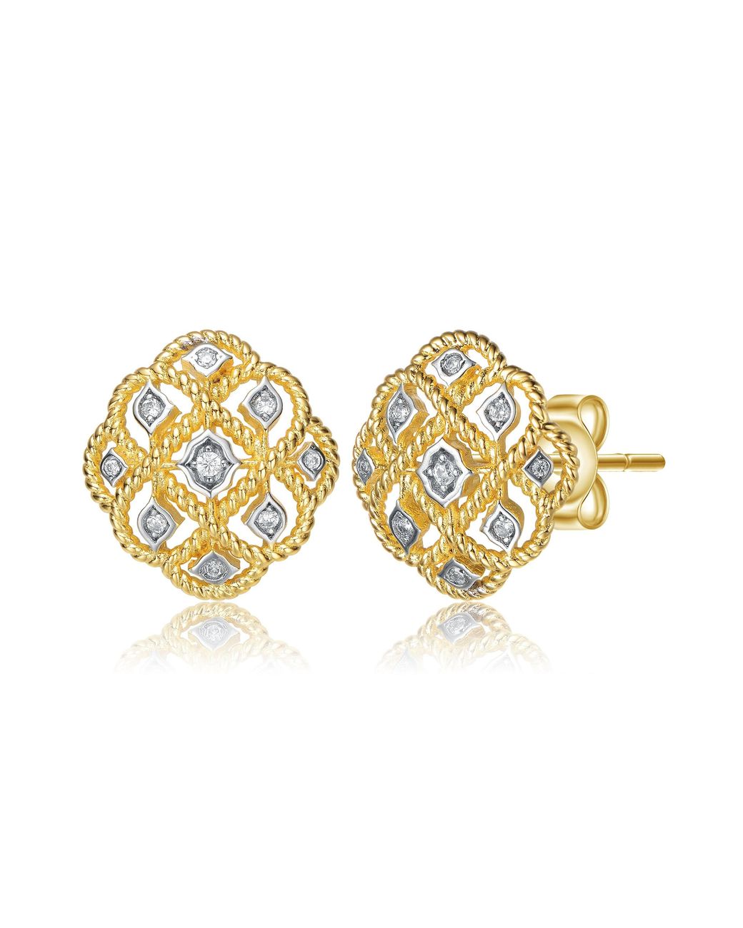 Genevive Jewelry Metallic Plated & Cubic Zirconia Stud Earrings