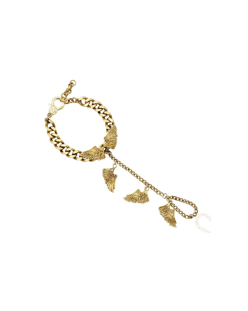 Bayemeyc Metallic Feather Hand Chain Bracelet