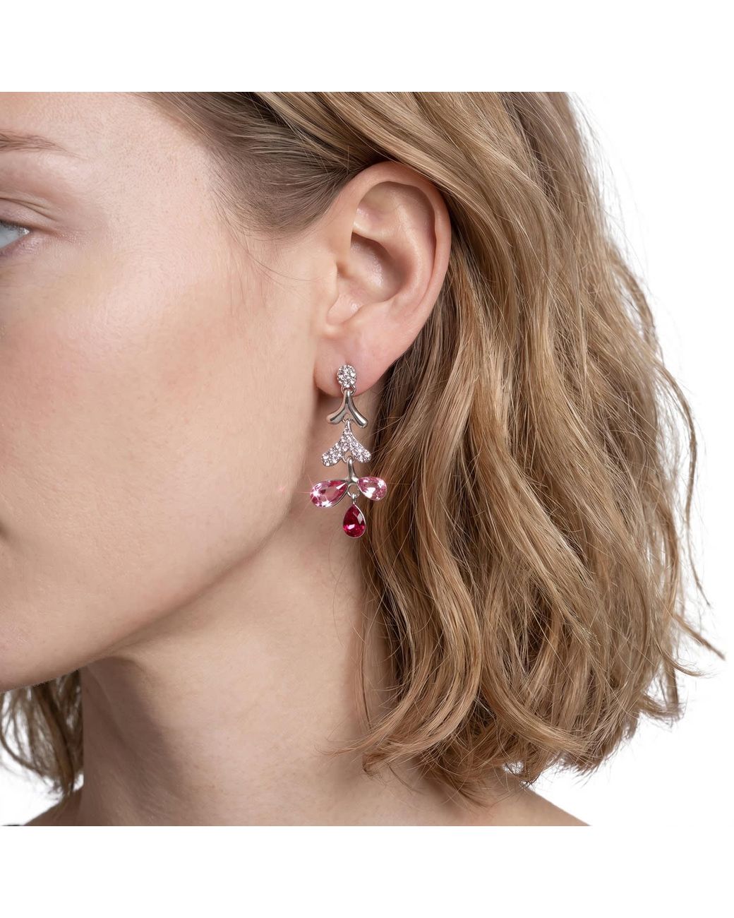 Modenaire White Elegant Drop Earrings With Sparkling Gem Accents