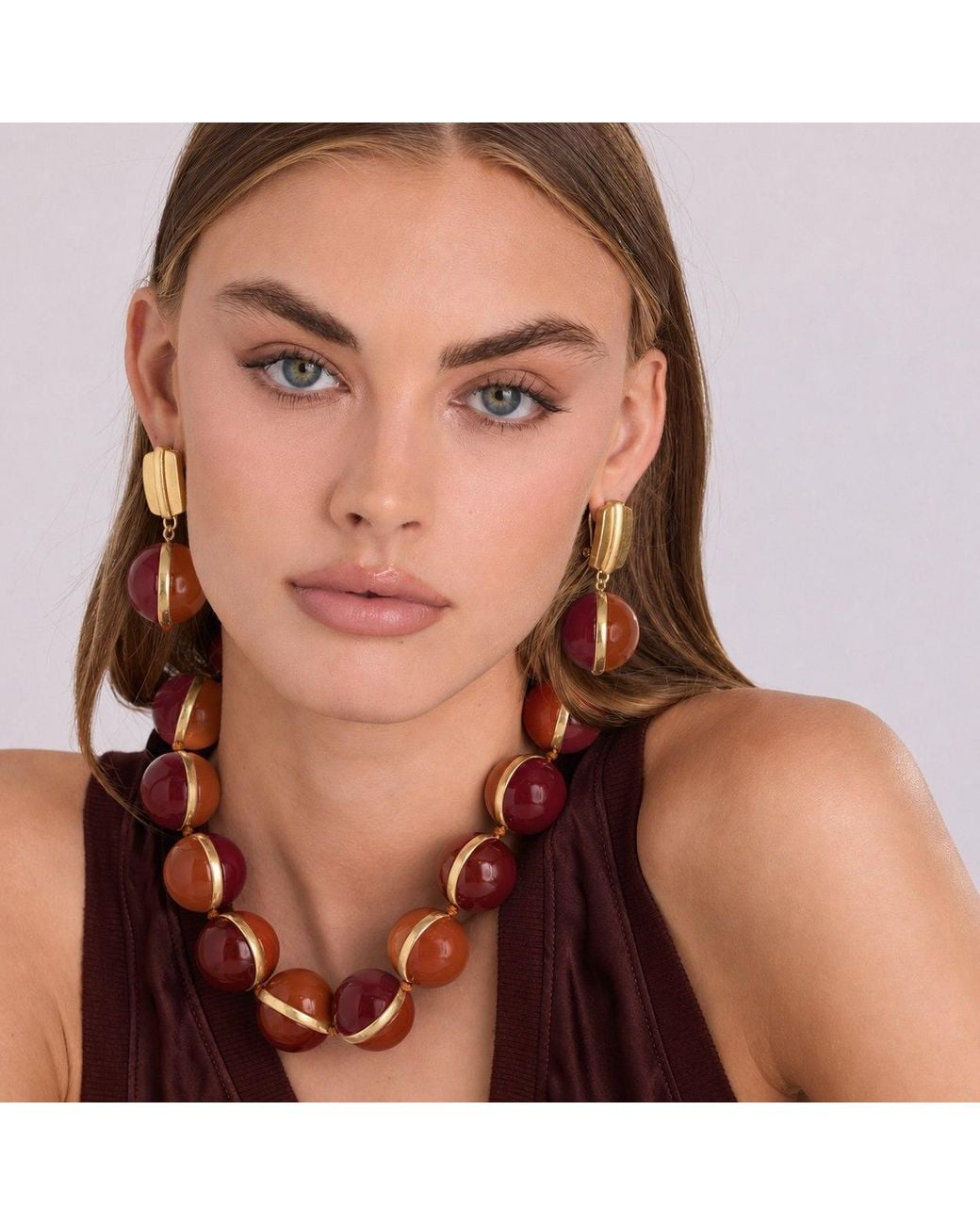 Michael Nash Jewelry Metallic Dina Tobacco And Burgundy Two Tone Drop Earrings