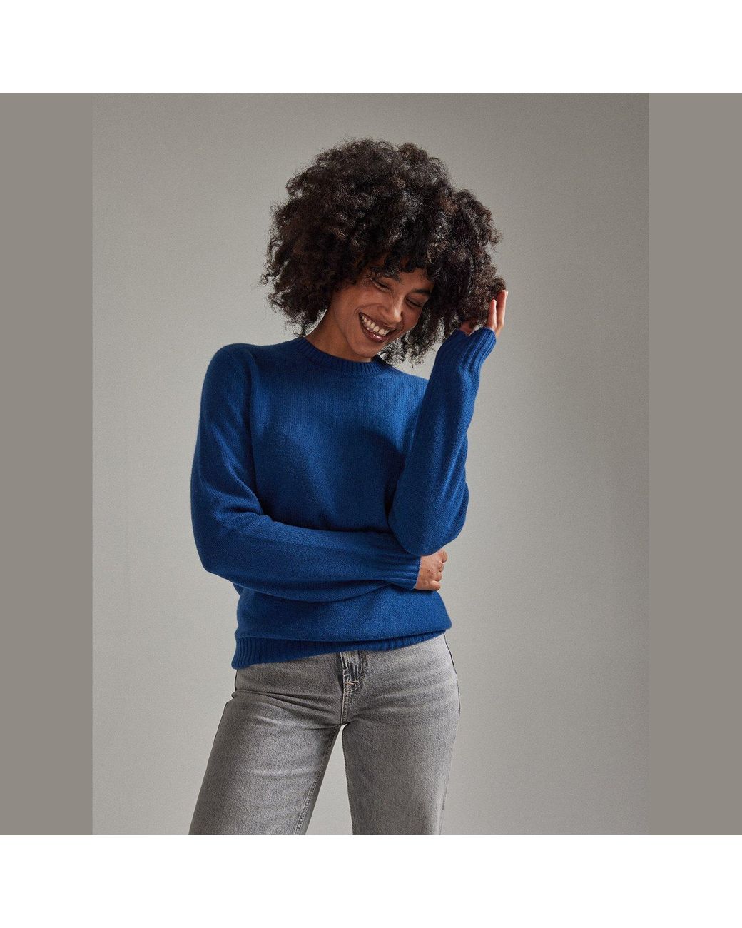 Salts Cashmere Blue Lofty Knit Crew Neck Sweater
