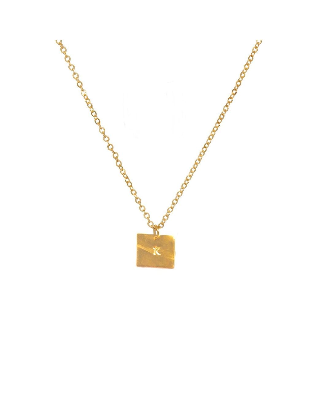 Lily Flo Jewellery Metallic Solid Square Necklace With Initial