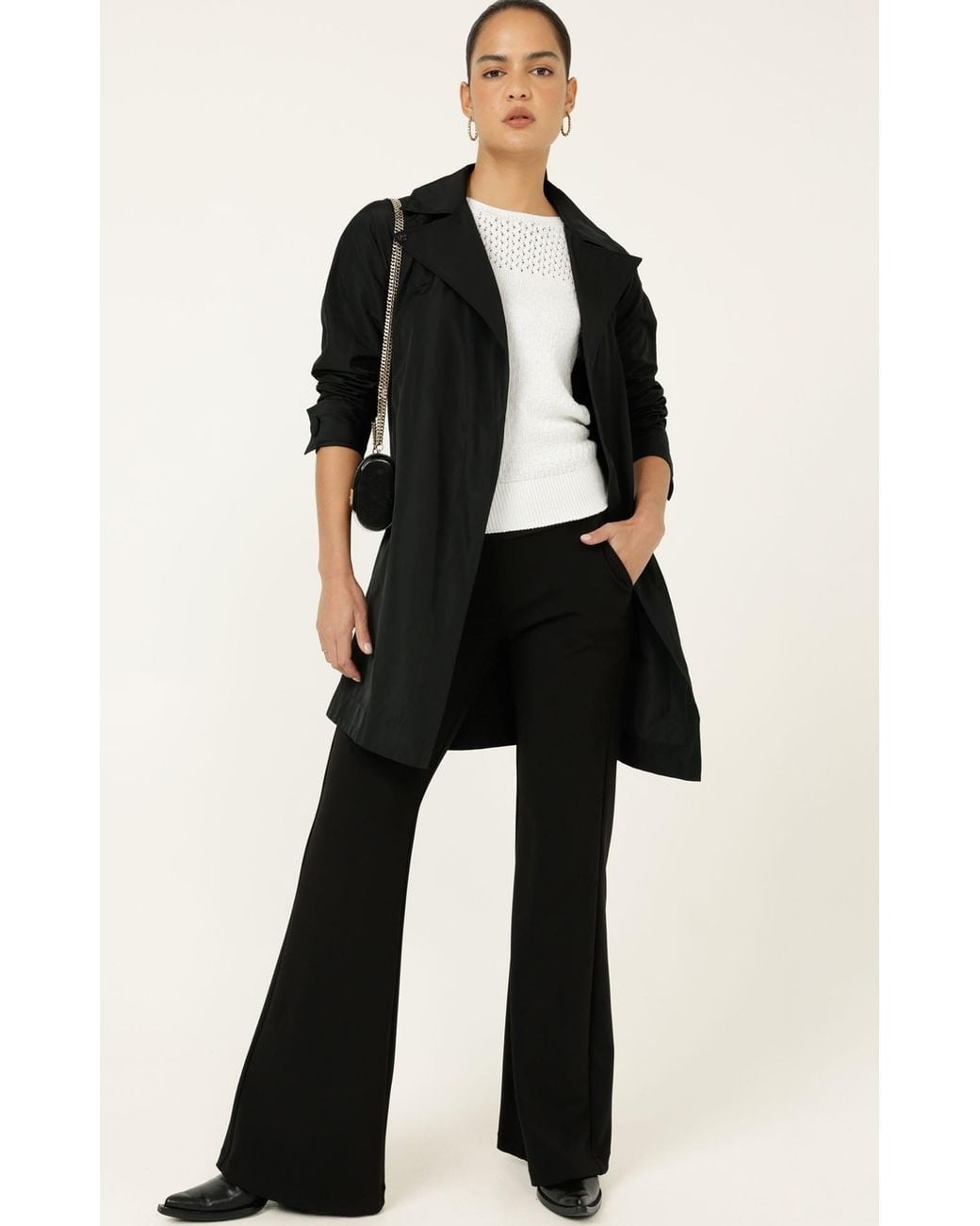 SACHA DRAKE Black Noir Water-Resistant Trench Coat