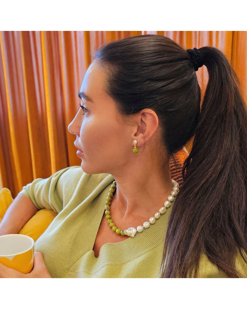 Farra Yellow Opal And Freshwater Baroque Pearl Classic Necklace