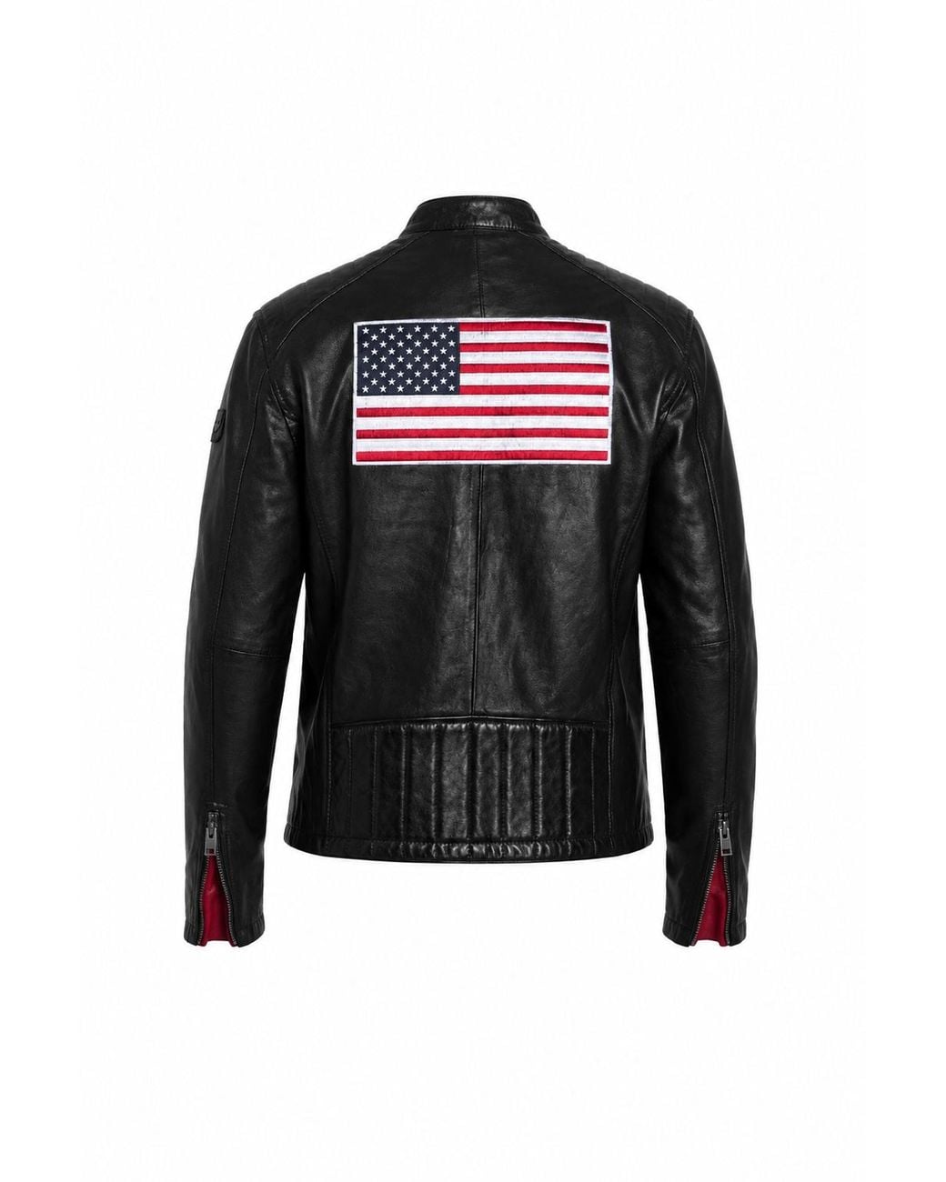 Mauritius Black American Flag Leather Jacket George for men